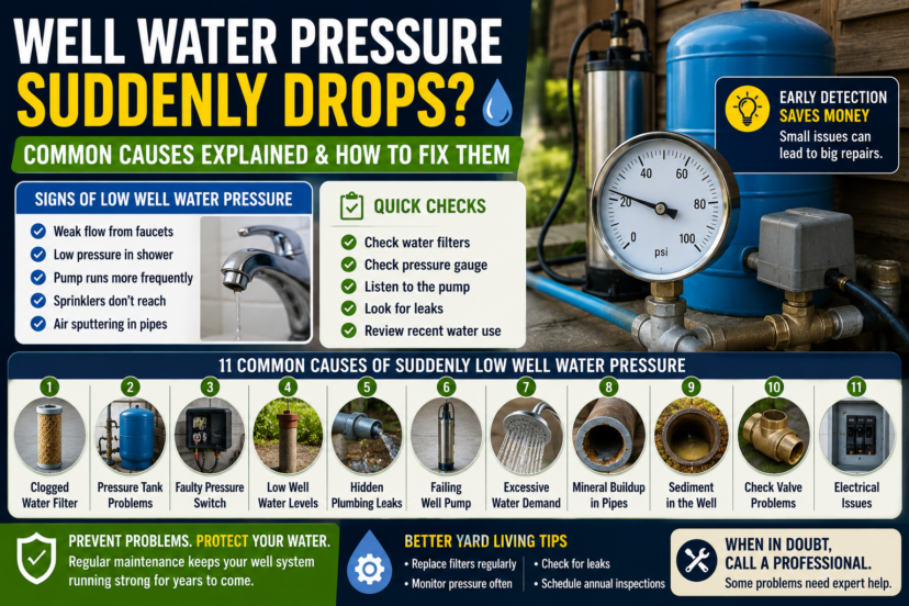 Well water pressure suddenly drops