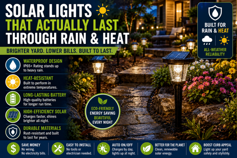 solar lights that actually last through rain and heat