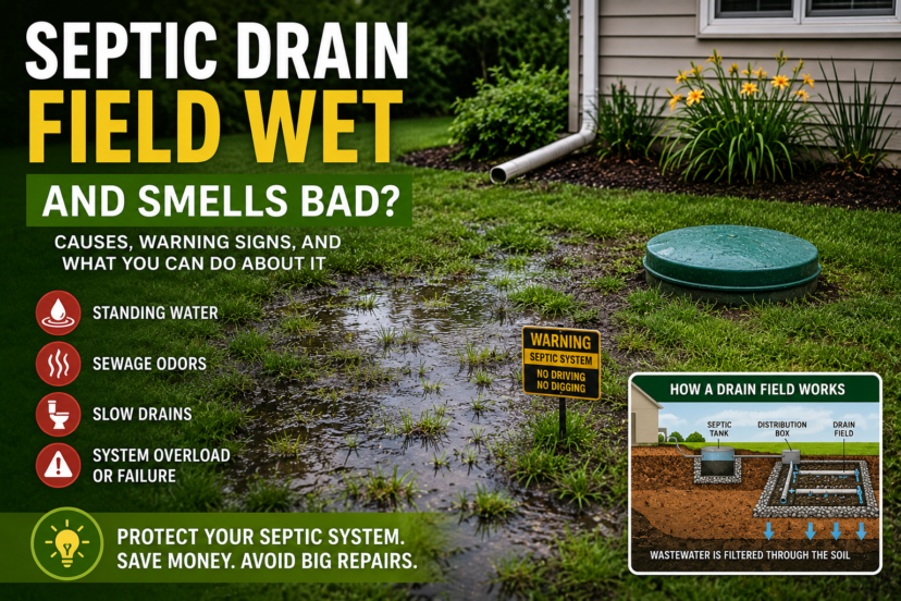 septic drain field wet